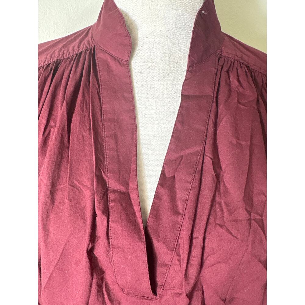 Vanessa Bruno Burgandy Cotton V Neck Top Sz XS/S - Picture 2 of 5